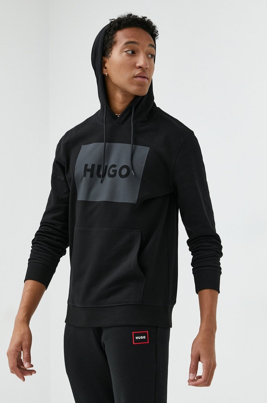 Pamučna dukserica HUGO crna 50473168