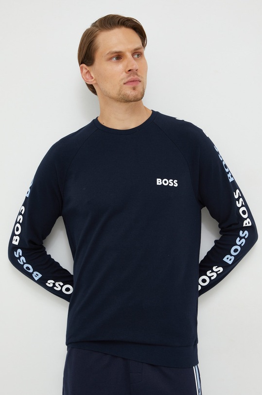 BOSS bluza bawełniana 50474909 nadruk granatowy 50474909