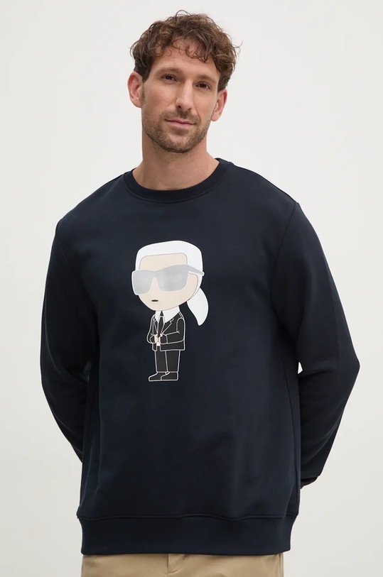 Karl Lagerfeld bluza bawełniana 500951.705071 nadruk granatowy 500951.705071