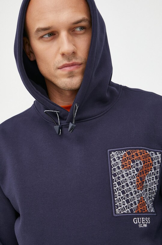 Guess bluza z kapturem granatowy M2BQ20.KBD10