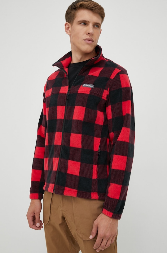 Sportovní mikina Columbia Steens Mtn Print bez kapuce červená 1478231