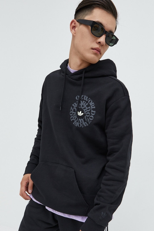 Bavlnená mikina adidas Originals s kapucňou čierna HL9250