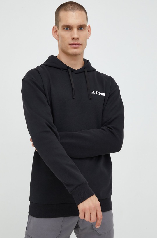 Tepláková mikina adidas TERREX Logo s kapucí černá HE1763