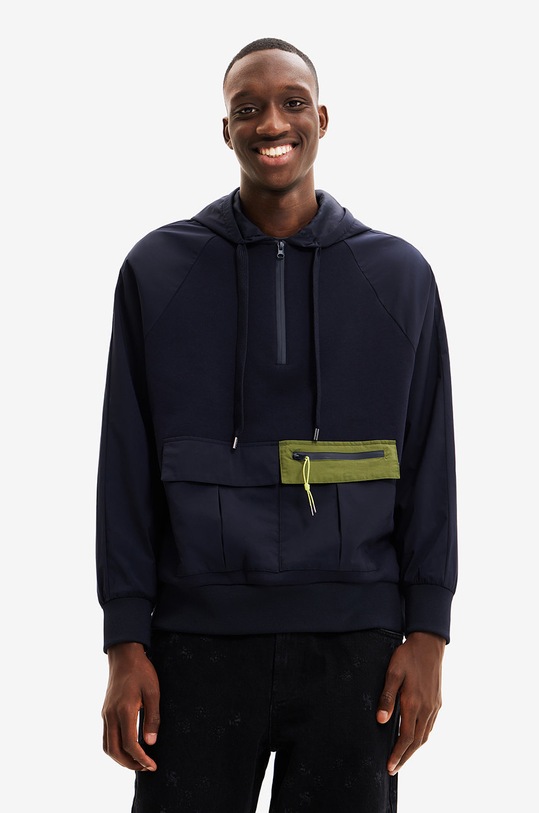 Суичър Desigual с качулка тъмносин 22WMSK06