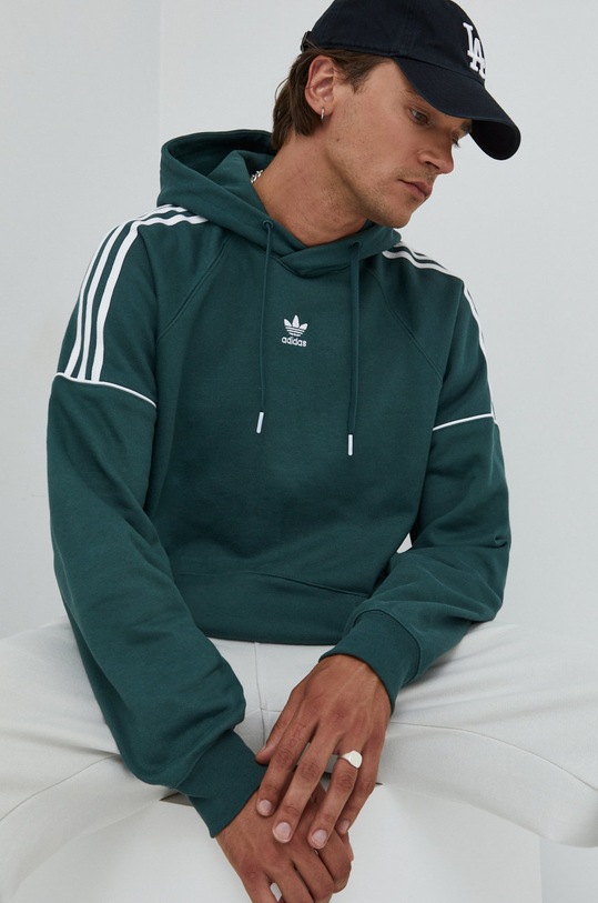 Памучен суичър Adidas Originals в зелено с изчистен дизайн Answearbg 