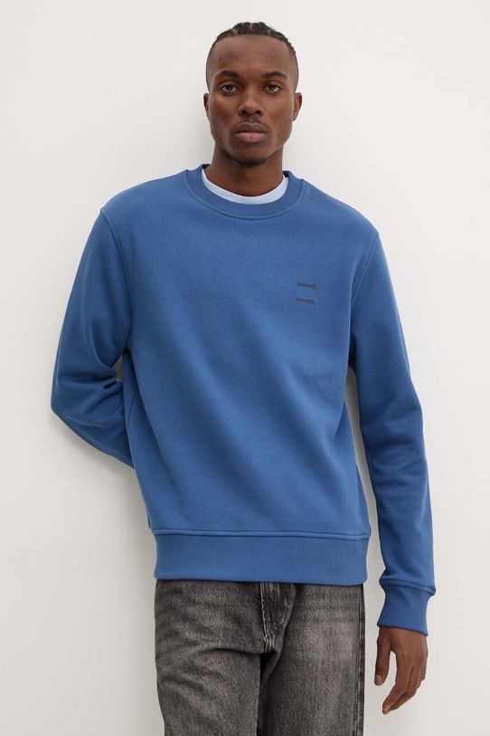 Хлопковая кофта Samsoe Samsoe JOEL гладкий тёмно-синий M22300127