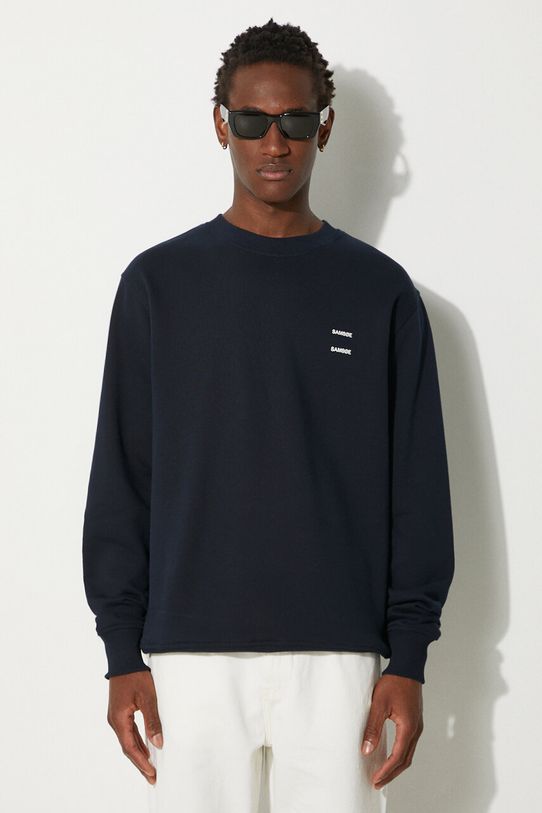 Bavlnená mikina Samsoe Samsoe JOEL jednofarebný tmavomodrá M22300127