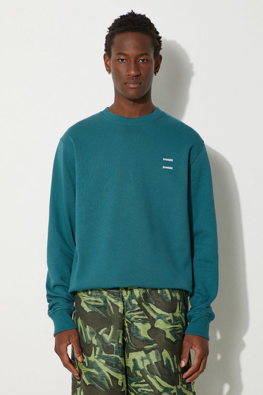 Bavlněná mikina Samsoe Samsoe JOEL hladký tyrkysová M22300127