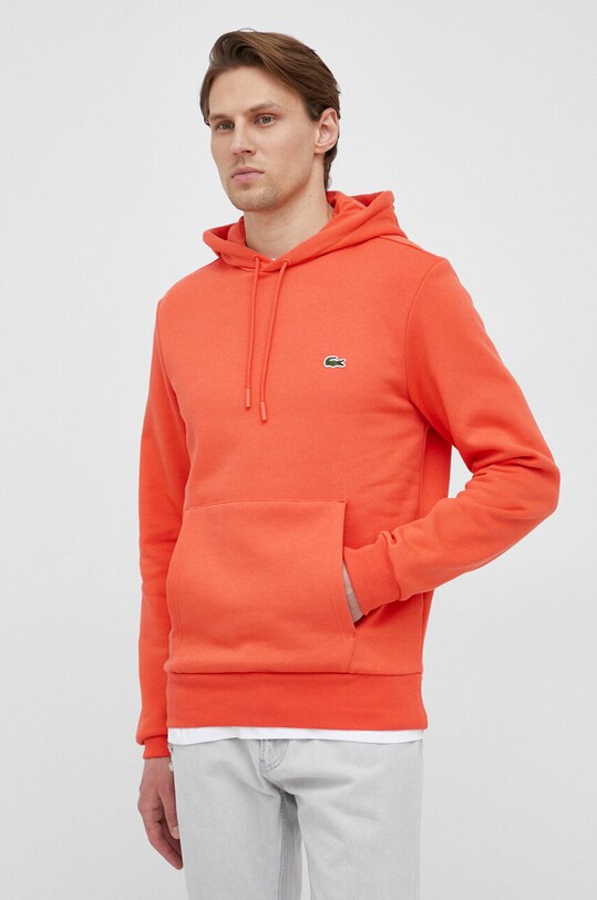 Lacoste bluza z kapturem pomarańczowy SH9623