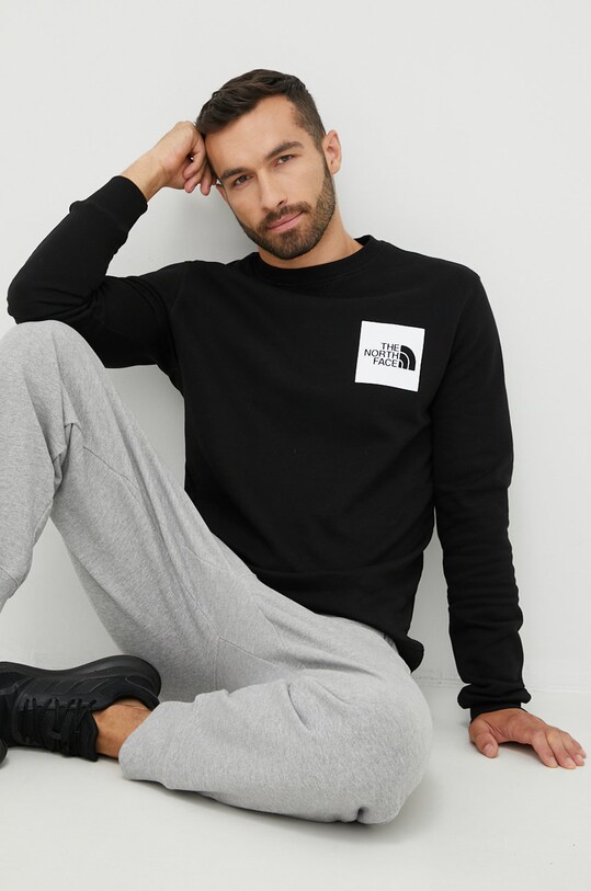 The North Face bluza bawełniana Fine Crew nadruk czarny NF0A7X1LJK31