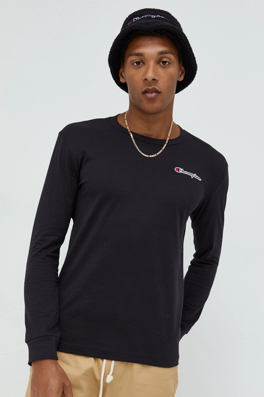 Champion longsleeve bawełniany 217868 czarny AW22