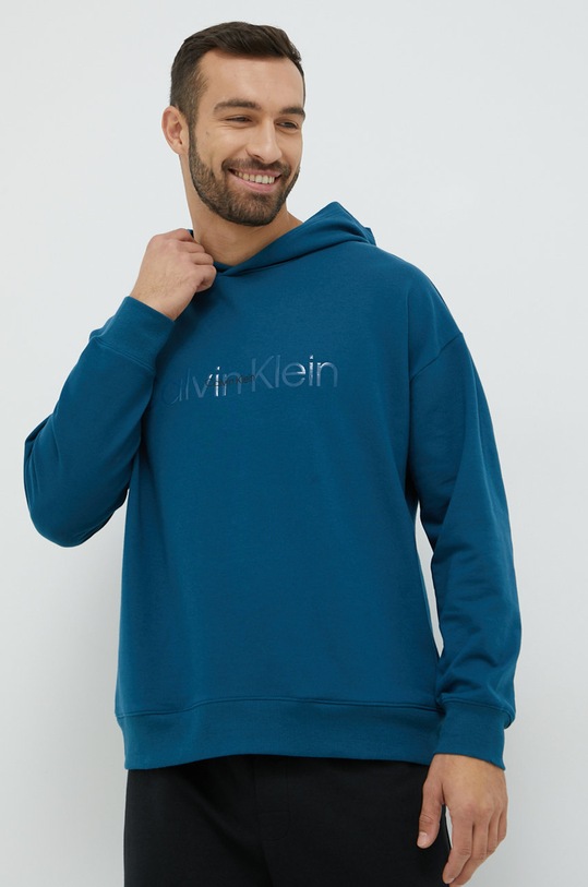 Pyžamová mikina Calvin Klein Underwear vrchní modrá 000NM2353E.9BYY