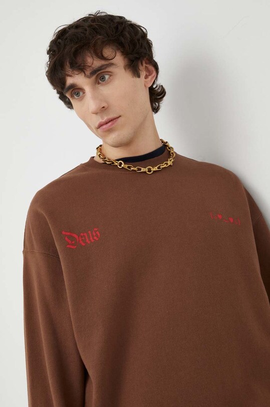 Deus Ex Machina felpa in cotone marrone DMF228417