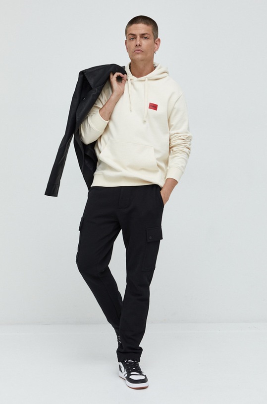 HUGO bluza bawełniana 50477318 beżowy AW22