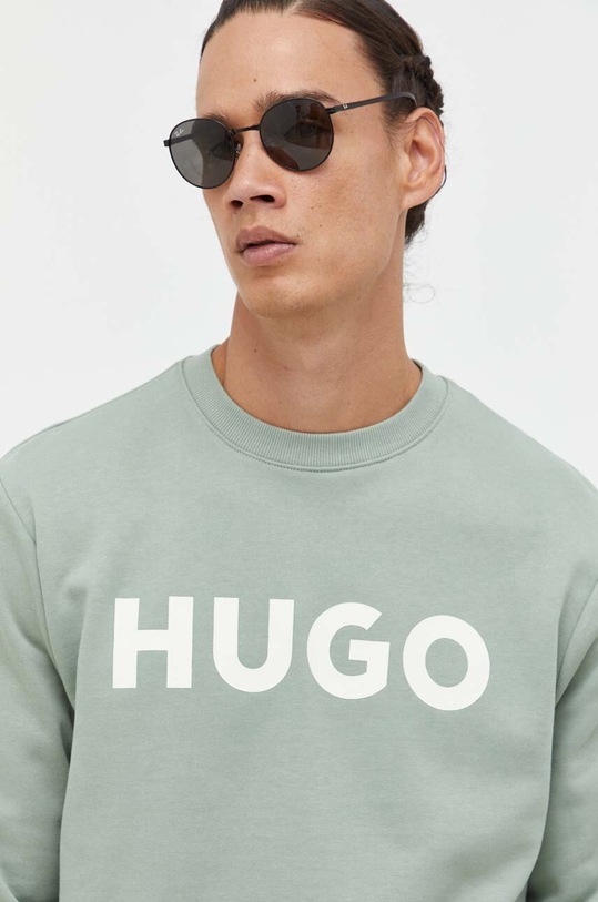 HUGO bluza bawełniana zielony 50477328