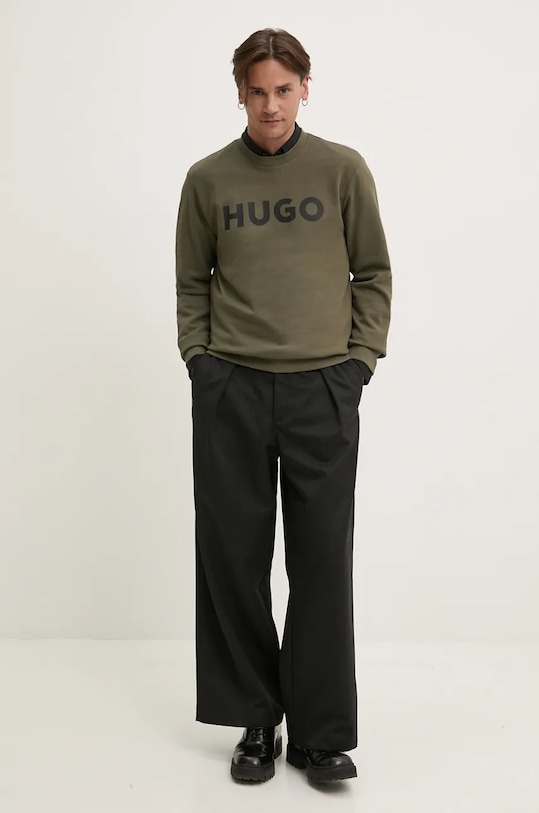 HUGO bluza bawełniana 50477328 zielony AA00