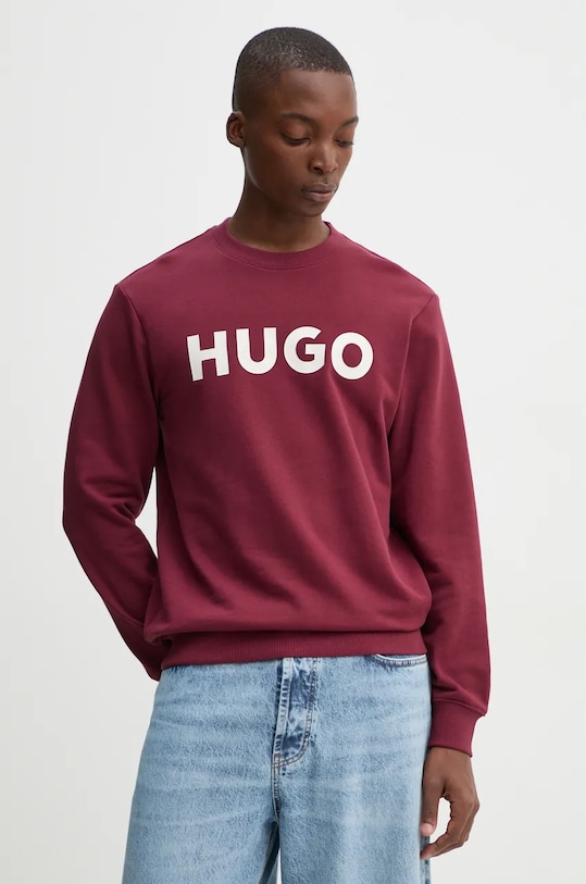 HUGO hanorac de bumbac print rosu 50477328