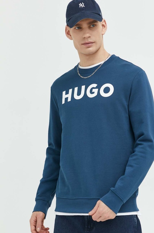 HUGO bluza bawełniana niebieski 50477328