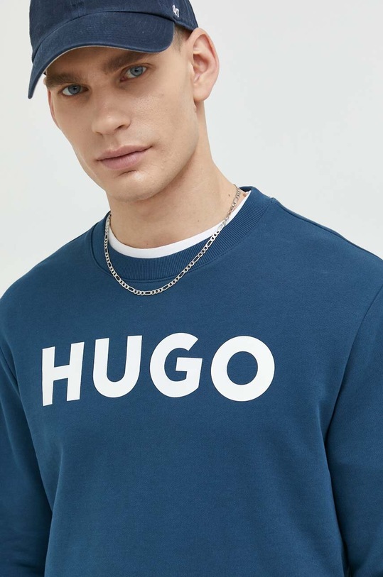 HUGO bluza bawełniana 50477328 niebieski