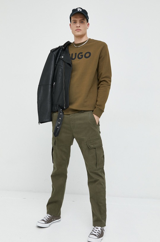 HUGO bluza bawełniana 50477328 zielony AA00