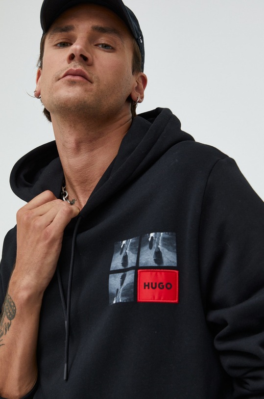 HUGO hanorac de bumbac negru 50477613