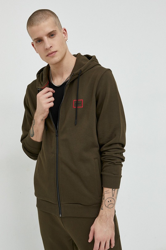 HUGO bluza bawełniana 50481342 zielony AW22