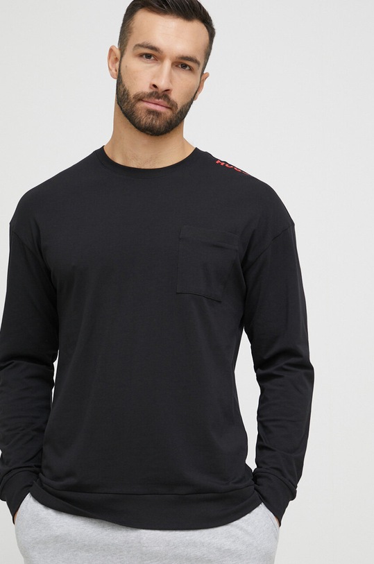 HUGO longsleeve z elastanem czarny 50478910