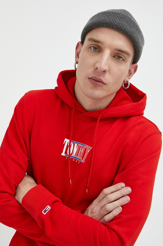 Tommy Jeans bluza bawełniana nadruk czerwony DM0DM15006.9BYY