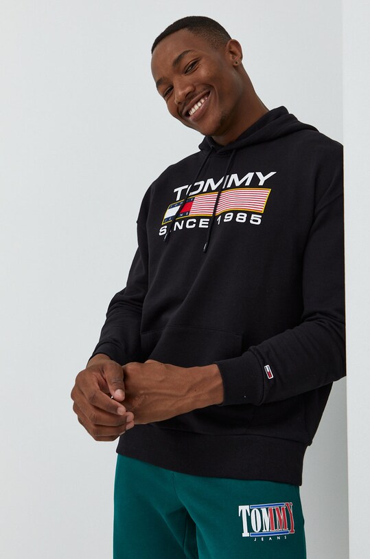 Tommy Jeans bluza bawełniana z kapturem czarny DM0DM15009.9BYY