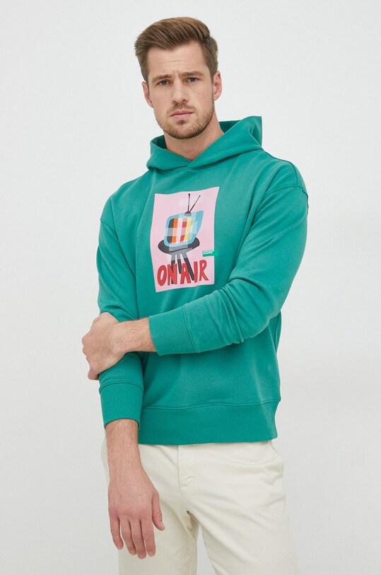 United Colors of Benetton bluza z kapturem zielony 3J73U200L.00Q