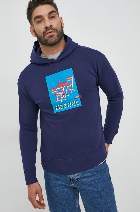 United Colors of Benetton bluza z kapturem granatowy 3J73U200L.252