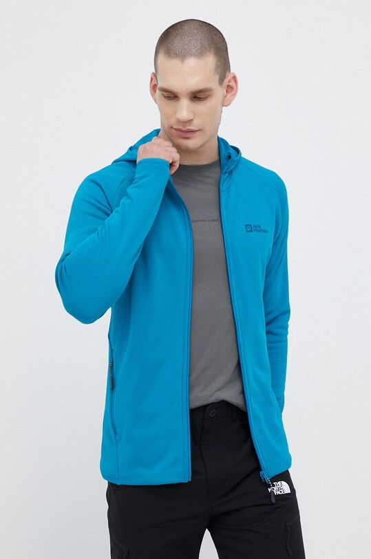 Спортивна кофта Jack Wolfskin Baiselberg з капюшоном блакитний 1710541