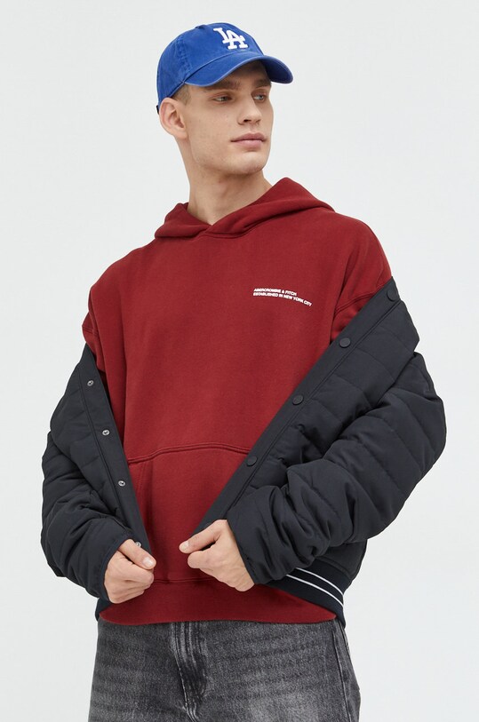 Mikina Abercrombie & Fitch s kapucňou burgundské KI122.3470.500