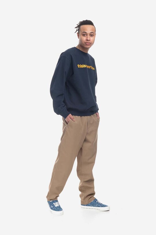 thisisneverthat bluza bawełniana T-Logo Crewneck TN220TSWCW01 granatowy AW22