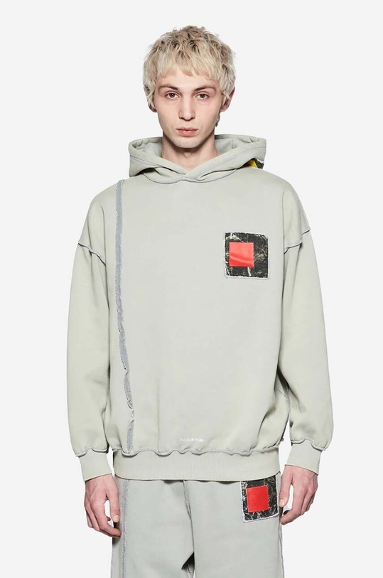 A-COLD-WALL* bluza bawełniana Relaxed Cubist Hoodie z kapturem szary ACWMW088