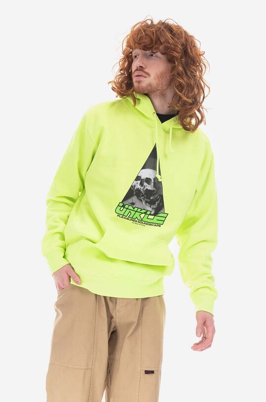 Bavlněná mikina PLEASURES Soundscape Hoodie P22U006 zelená