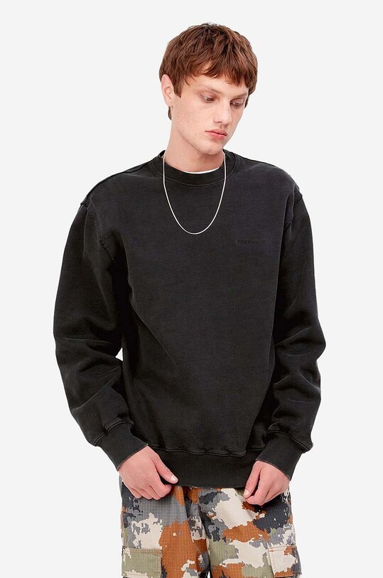 Carhartt WIP cotton sweatshirt Carhartt WIP Marfa Sweat I030638 ARTICHOKE plain black I030638