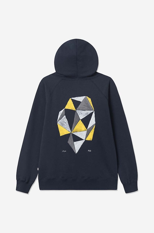 Bavlněná mikina Wood Wood Fred Hoodie 12045600-2474 námořnická modř 12045600.2474.NAVY