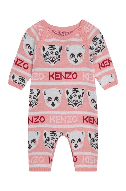 Kenzo Kids pajacyk niemowlęcy bawełniany + czapeczka różowy K98071