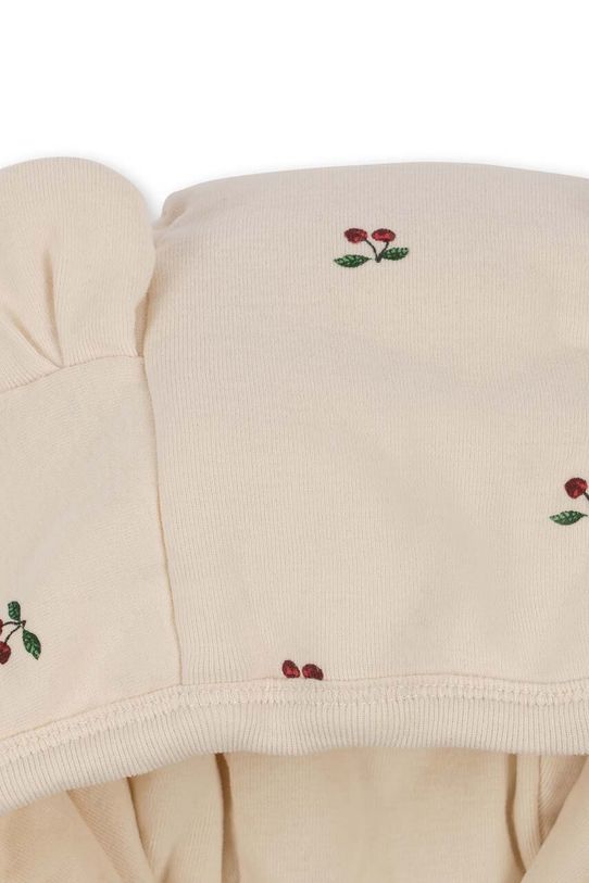 Konges Sløjd rampers bawełniany niemowlęcy NEWBORN ONESIE WITH HOOD beżowy KS2601