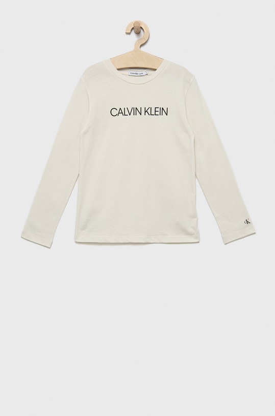 Calvin Klein Jeans longsleeve bawełniany dziecięcy IU0IU00297.9BYY nadruk biały IU0IU00297.9BYY