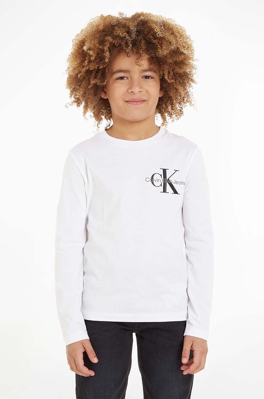 Calvin Klein Jeans longsleeve bawełniany dziecięcy bawełna biały IB0IB01457.9BYY