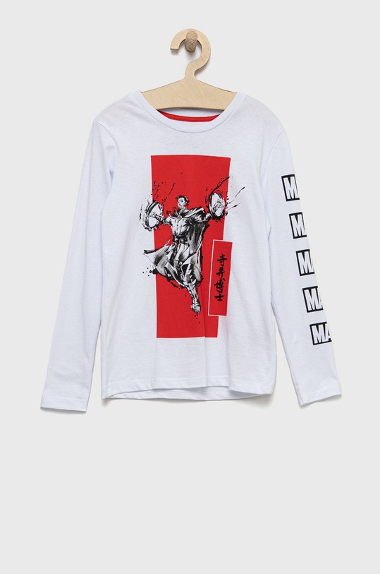 Jack & Jones longsleeve din bumbac pentru copii print alb 12217803.White