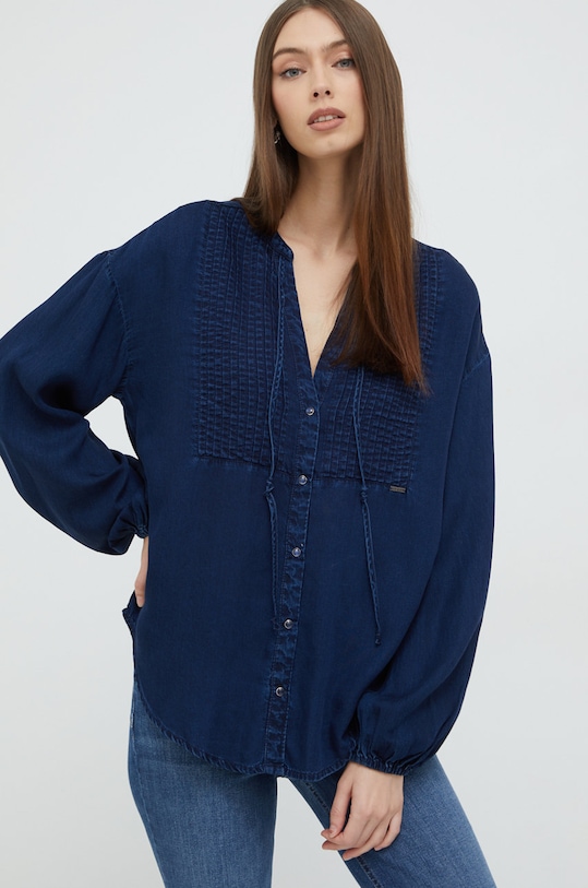 Košile Guess hladký námořnická modř W2YH04.D4KD1