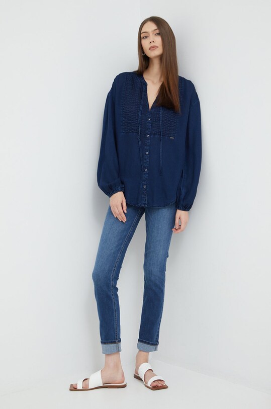 Košile Guess W2YH04.D4KD1 námořnická modř AW22
