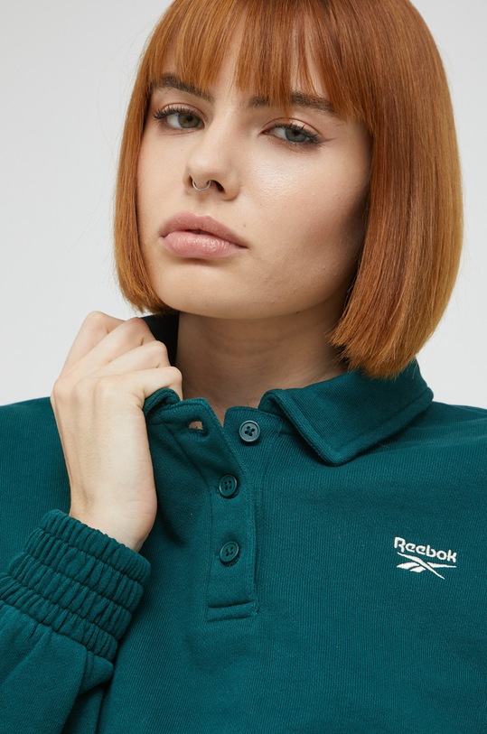 Bavlněná mikina Reebok Classic bez kapuce zelená HH9738