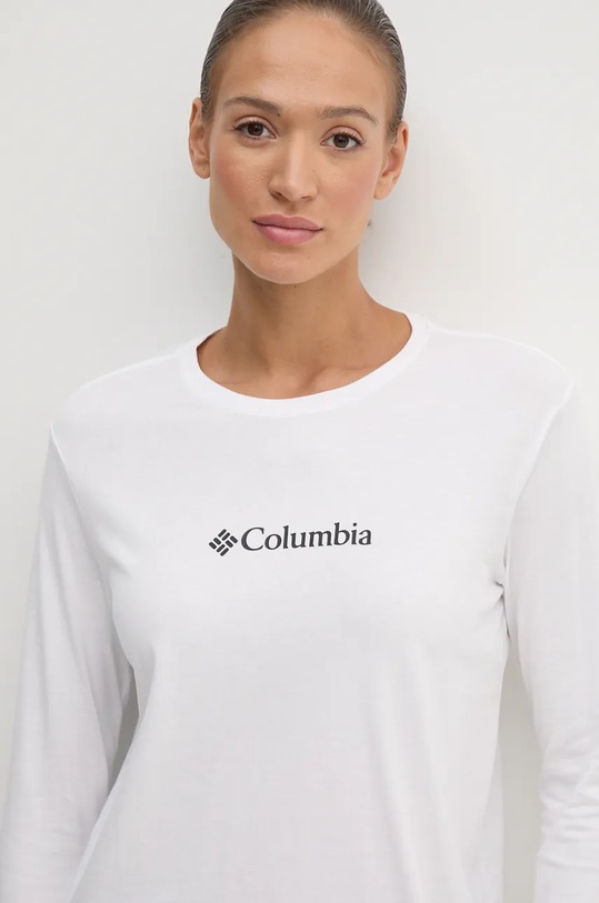 Памучна блуза с дълги ръкави Columbia North Cascades бял 2013481