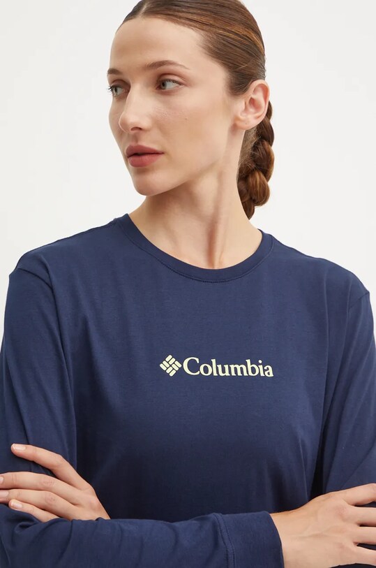 Βαμβακερή μπλούζα με μακριά μανίκια Columbia σκούρο μπλε 2013481