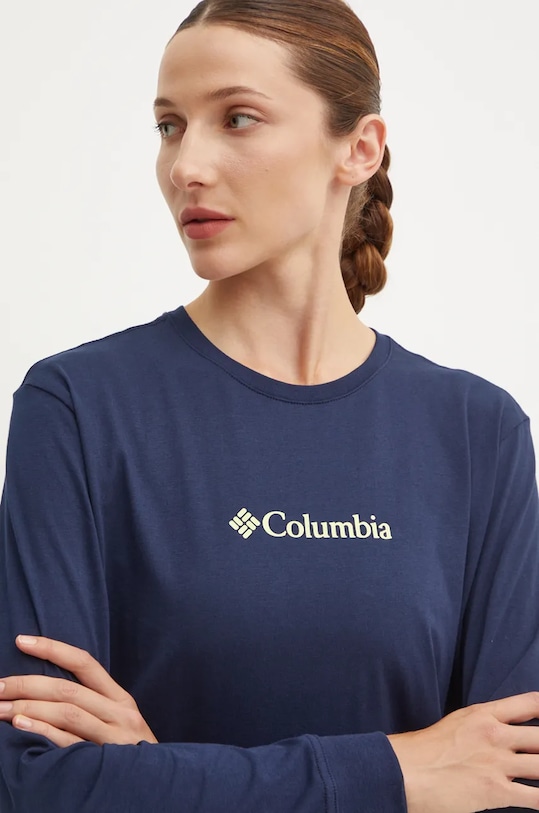 Бавовняний лонгслів Columbia темно-синій 2013481