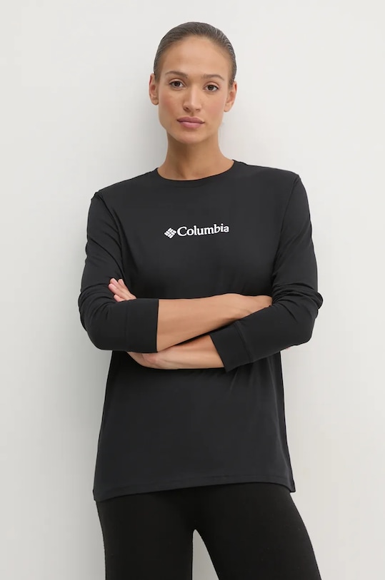 Columbia longsleeve din bumbac North Cascades print negru 2013481